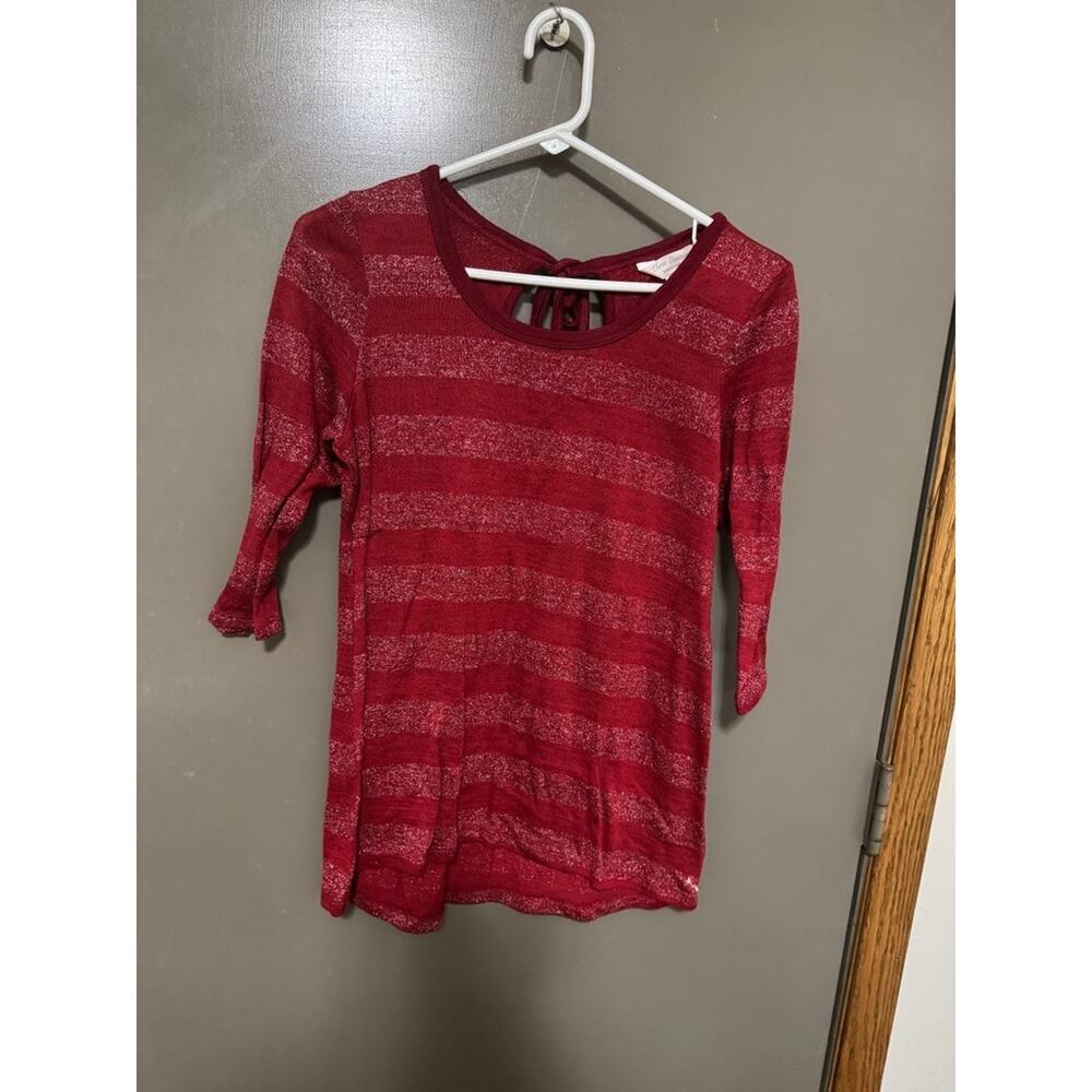 Three Seasons Maternity Red Striped Knit Top